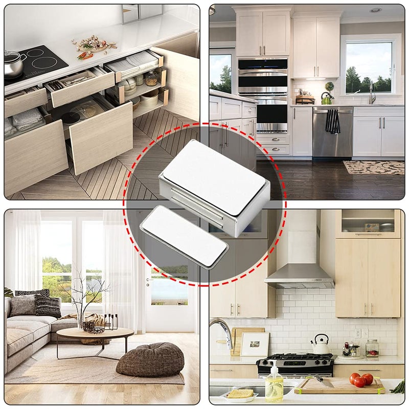Jiayi Magnetic Cabinet Catches Adhesive Jiayi 4 Pack Cabinet Magnetic Latch Cabinet Door Magnet Stainless Steel Kitchen Magnetic Door Latch for Cupboard Magnetic Closure Closet Door Closing for Drawer - Image 5